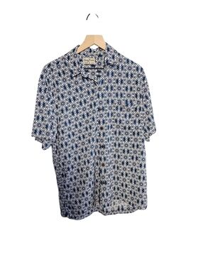 Kenny Flowers Limited Edition Flowered Shirt Men XL Blue And White